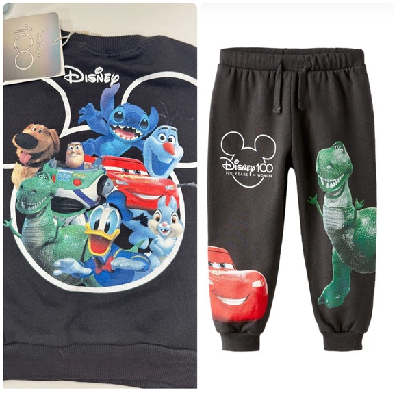 Zara Kids Black Joggers with Disney Characters